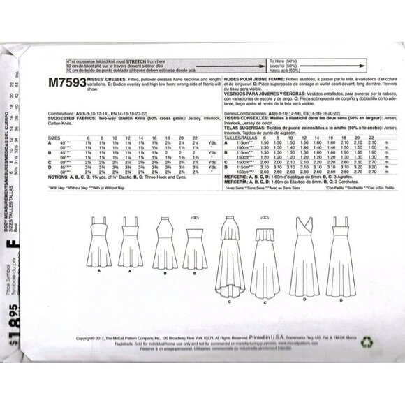 McCall's M7593 Misses 6 to 14 Pullover Dress Sewing Pattern New - Picture 2 of 2